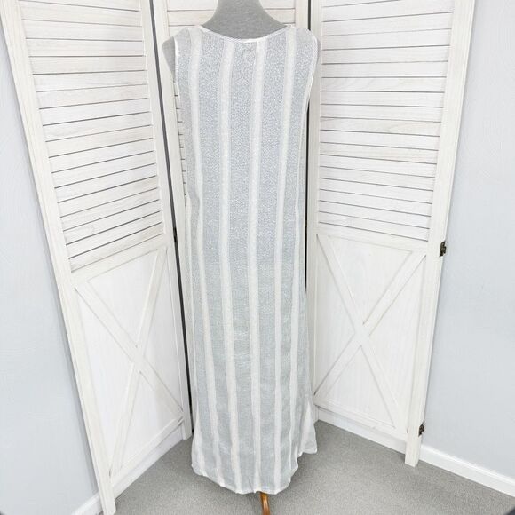 Natural Impressions Striped Muslin Swim Cover Maxi Dress White Medium - Picture 4 of 11